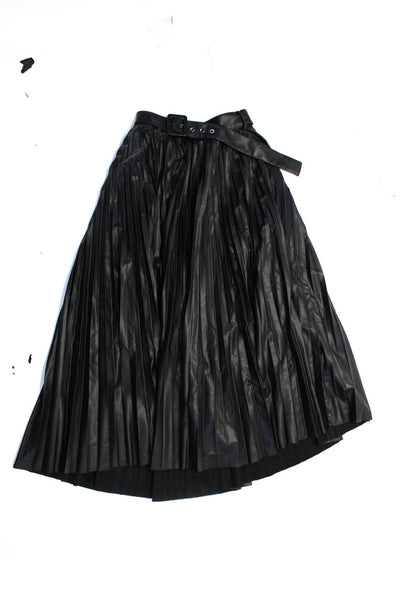 Zara Womens Faux Leather Skirt Knit Jumpsuit Crepe Pants Black XS Small Lot 3
