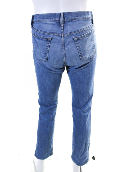 Frame Denim Mens Zipper Fly Medium Wash Distressed Straight Jeans Blue Size 33