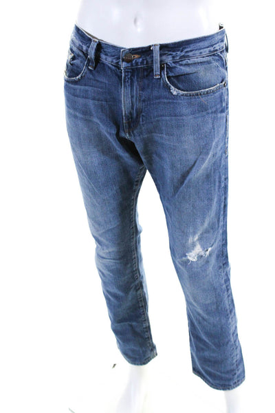 Frame Denim Mens Zipper Fly Distressed Straight Leg Jeans Blue Size 33