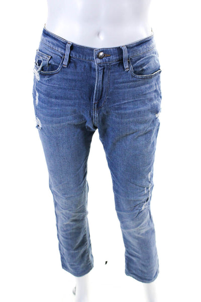 Frame Denim Mens Zipper Fly Distressed Skinny Ankle Jeans Blue Size 33