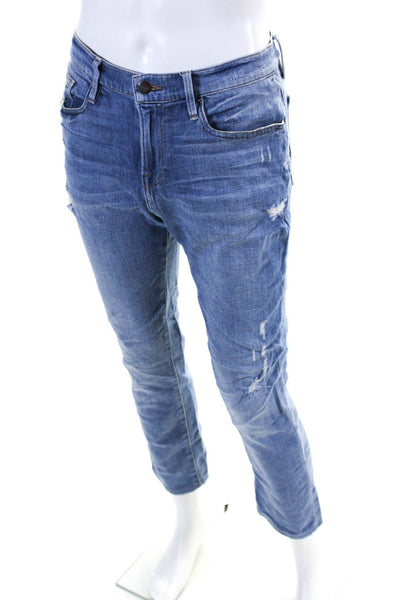 Frame Denim Mens Zipper Fly Distressed Skinny Ankle Jeans Blue Size 33