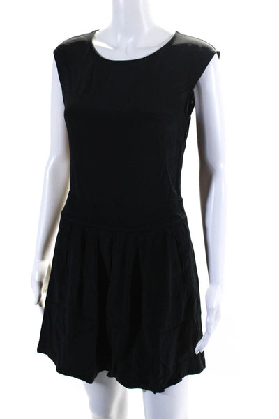 Theory Womens Button Back Sleeveless Scoop Neck Silk Dress Black Size 2