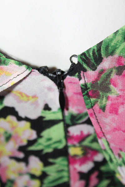 Wayf Chiffon Floral Print Cap Sleeve Ruffled Hem Tiered Dress Multicolor Size XS