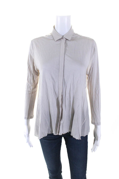 The Kooples Womens Long Sleeves Button Down Blouse Gray Size Extra Small