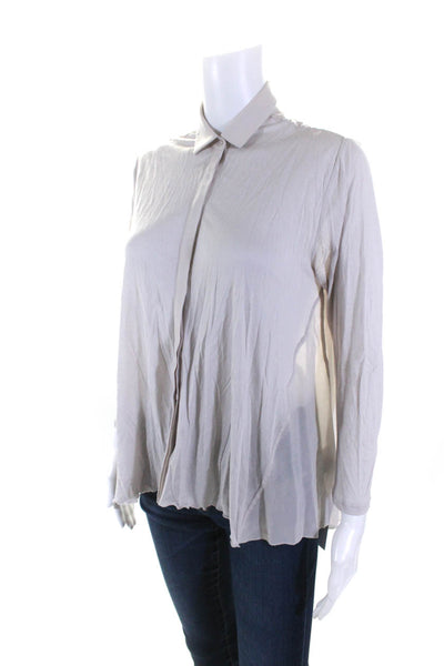 The Kooples Womens Long Sleeves Button Down Blouse Gray Size Extra Small