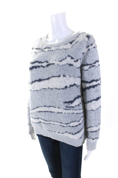 Barefoot Dreams® Womens Striped Long Sleeves Sweater Sky Blue Size Small
