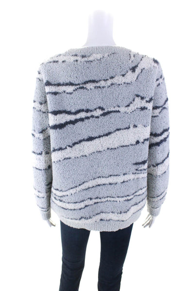 Barefoot Dreams® Womens Striped Long Sleeves Sweater Sky Blue Size Small
