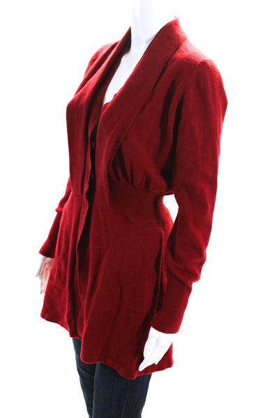 Brunello Cucinelli Womens Cashmere Knit Long Sleeve Sweater Cardigan Red Size M