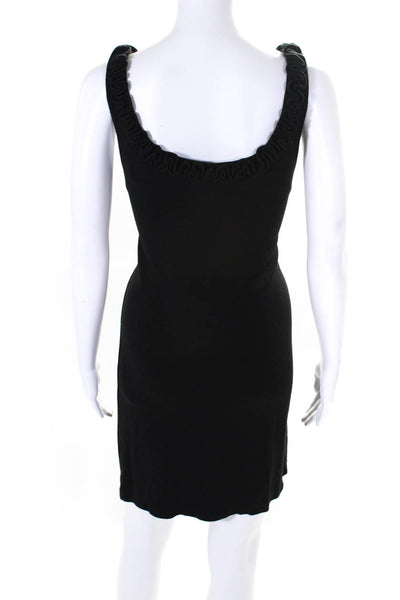 J Crew Womens Jersey Knit Ruffled Collared Sleeveless Shift Dress Black Size S