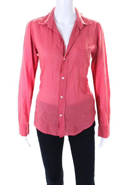 Frank & Eileen Womens Lightweight Collared Button Up Blouse Top Red Size S
