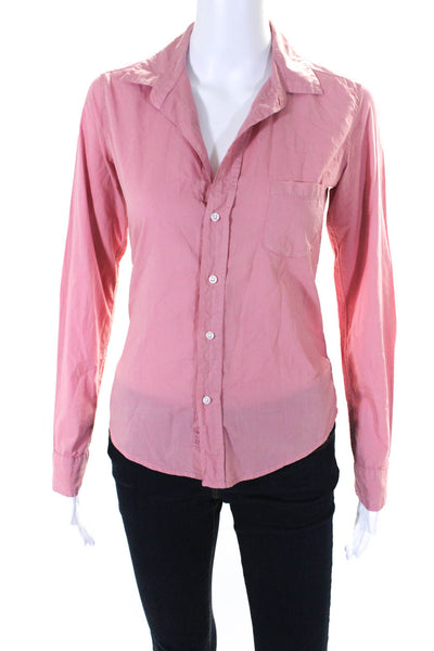 Frank & Eileen Womens Cotton Collared Button Up Blouse Top Mauve Pink Size XS