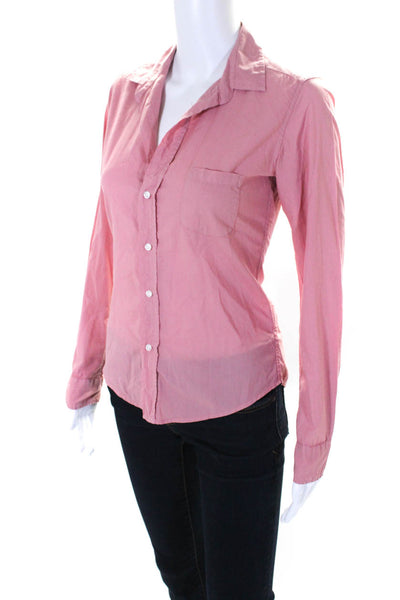 Frank & Eileen Womens Cotton Collared Button Up Blouse Top Mauve Pink Size XS