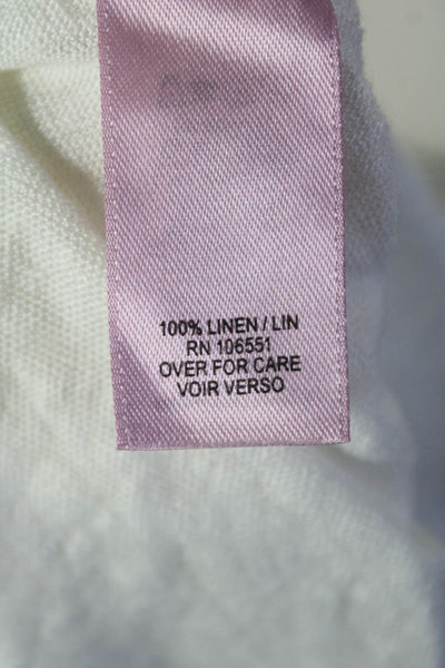 Calypso Saint Barth Linen Jersey Knit Round Neck Blouse Top Tee White Size 0