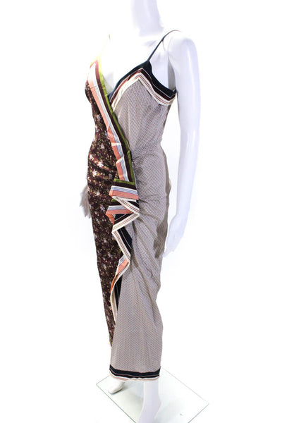 Veronica Beard Women's Spaghetti Straps Ruffle Slip Midi Floral Dress Size 2