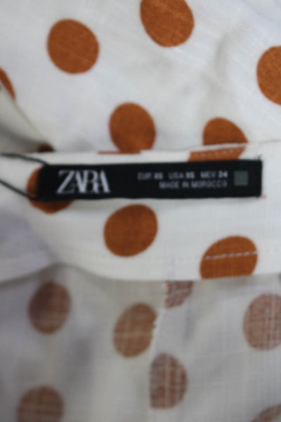 Zara Women's Zip Closure Cinch Slit Hem Polka Dot Midi Skirt Size XS Lot 2