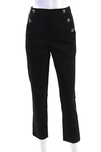 The Kooples Womens High Rise Straight Leg Sailor Pants Black Size 32