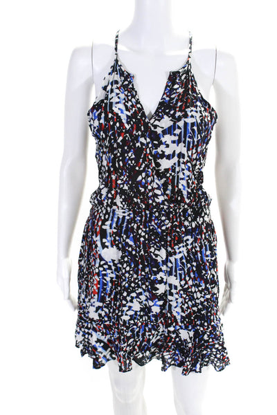 Parker Womens Abstract Print V-Neck Sleeveless Mini Dress Multicolor Size S