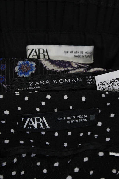 Zara Womens Lined Stretch Waist Pleated Flare Skirt Black Size XS S lot 3