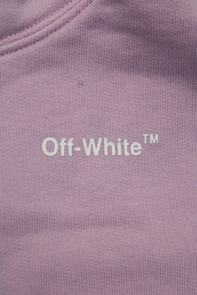 Off White Girls Pink Graphic Print Cotton Long Sleeve Pullover Hoodie Size 8