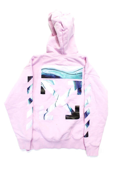 Off White Girls Pink Graphic Print Cotton Long Sleeve Pullover Hoodie Size 8