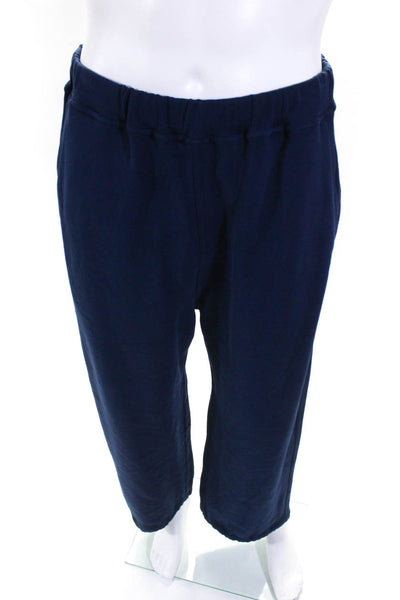 Sofie D Hoore Mens Elastic Waist Drawstring Sweatpants Navy Blue Cotton Size 36