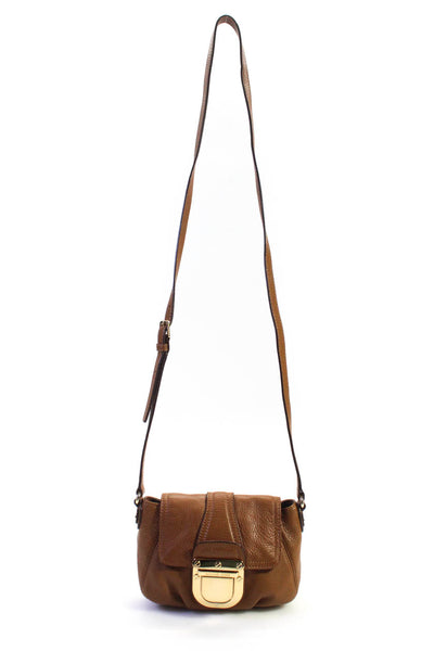 Michael Kors Womens Leather Adjustable Strap Foldover Shoulder Bag Purse Beige