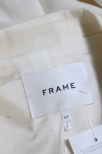 Frame Womens Linen Buttoned Collared Sleeveless Darted Blazer Vest White Size S