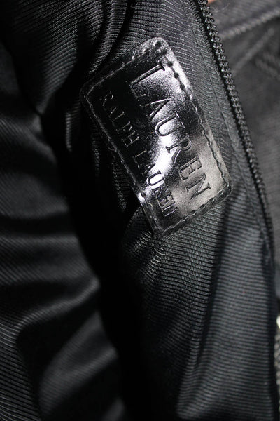 Lauren Ralph Lauren Womens Denim Button Closure Tote Shoulder Handbag Black