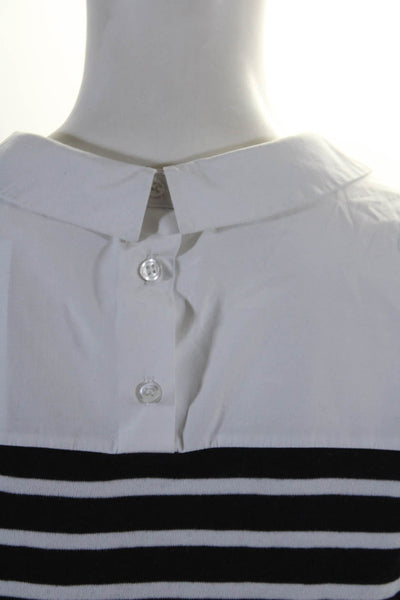 Claudie Pierlot Womens Black Striped Collar Long Sleeve Blouse Top Size 3