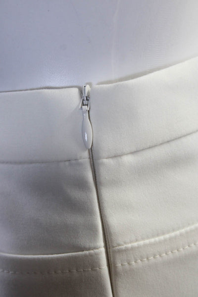Akris Punto Womens High Rise Creased Slim Leg Trousers White Cotton Size 8