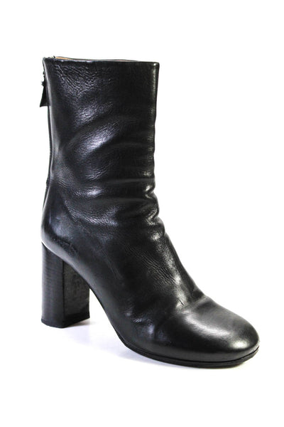 Chloe Womens Leather Round Toe Zip Up Ankle Boots Black Size 38 8