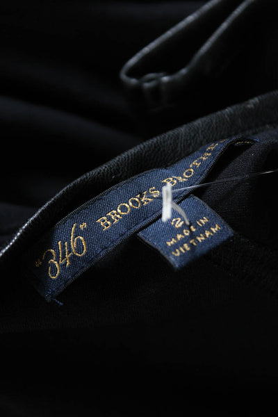 346 Brooks Brothers Womens Faux Leather Trim Ponte Sheath Dress Navy Size 2