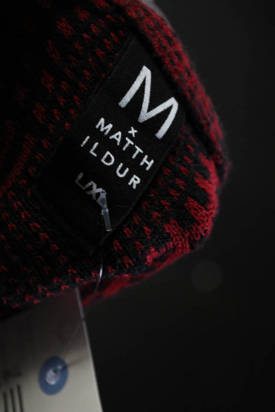 Matthildur Womens Long Sleeve Scoop Neck Cropped Sweater Red Black Size L/XL
