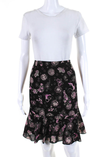 Elliott Lauren Womens Butterfly Purse Floral Drop Waist Skirt Black Pink Size 6