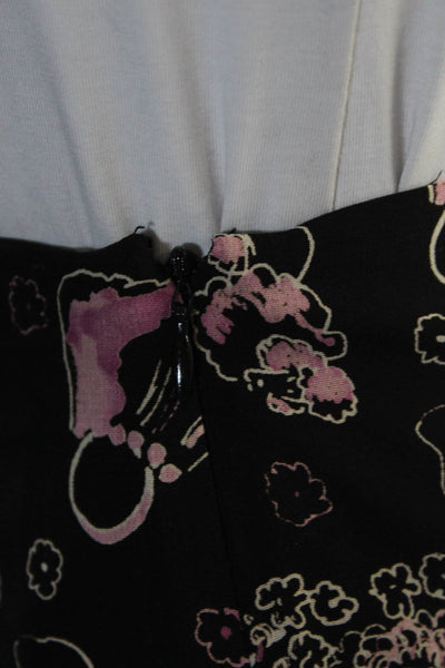 Elliott Lauren Womens Butterfly Purse Floral Drop Waist Skirt Black Pink Size 6