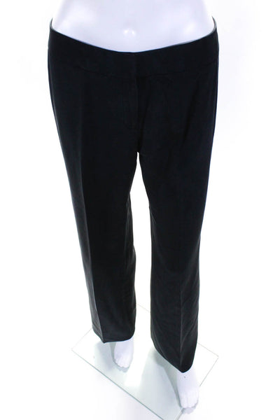 Lafayette 148 New York Womens Low Rise Wide Leg Pants Navy Blue Silk Size 0