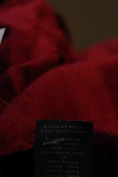 Burberry London Womens Ruffle Hem Crew Neck Bolero Poncho Red Wool Silk One Size