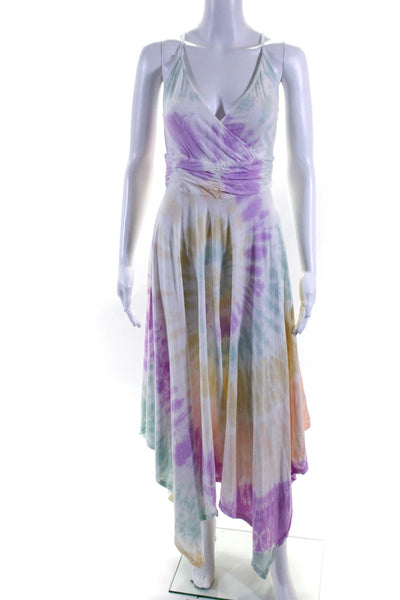 525 Womens Cotton Tie Dye Sleeveless Asymmetrical Hem Dress Multicolor Size XS