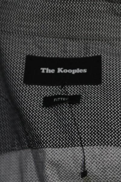 The Kooples Men's Collared Long Sleeves Button Down Cotton Shirt Black Size S