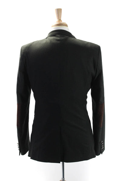 Zara Men's Collared Long Sleeves Lined Two Button Jacket Black Size L