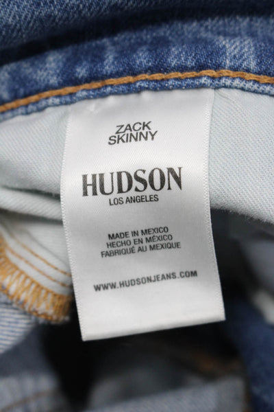 Hudson Men's Button Closure Five Pockets Distress Light Wash Skinny Pant Size 36