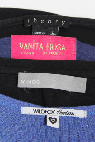 Vanita Rosa Wildfox Theory Vince Womens Graphic Tshirt Blue Size OS L M XS Lot 4