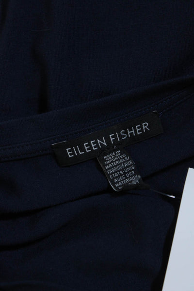 Eileen Fisher Womens Stretch V-Neck Long Sleeve Shirt Dress Navy Size L