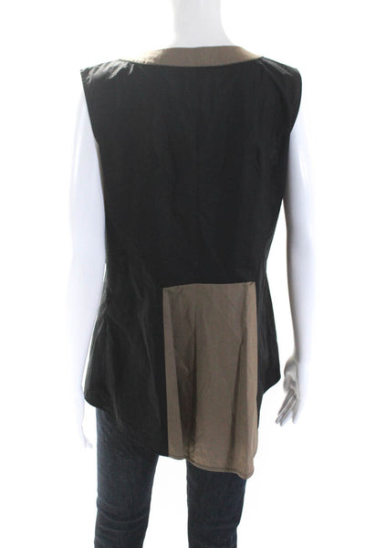 Lafayette 148 New York Womens Cotton Sleeveless Blouse Top Brown Size 10