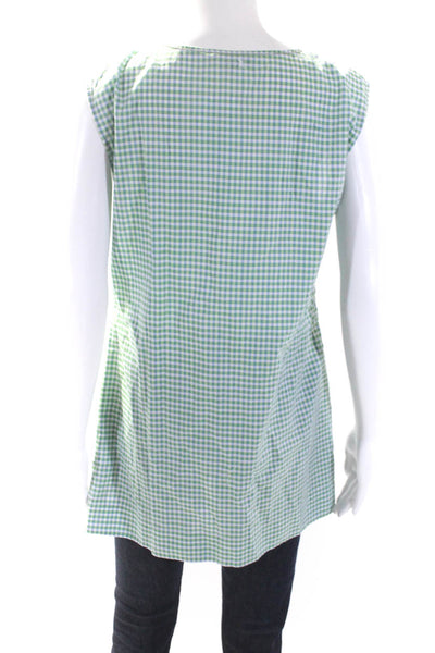 Lafayette 148 New York Womens Cotton Sleeveless Blouse Top Green Size XL