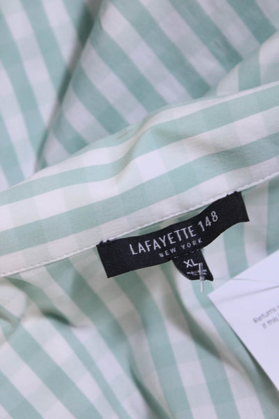 Lafayette 148 New York Womens Cotton V-Neck Sleeveless Blouse Top Green Size XL