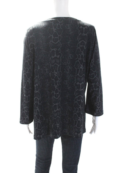 Anatomie Womens Animal Print V-Neck Long Sleeve Pullover Blouse Top Gray Size XL