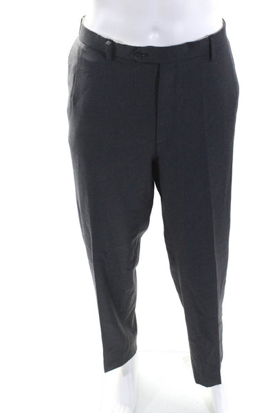 Brioni Mens Dark Gray Wool Pleated Straight Leg Dress Pants Size 56R