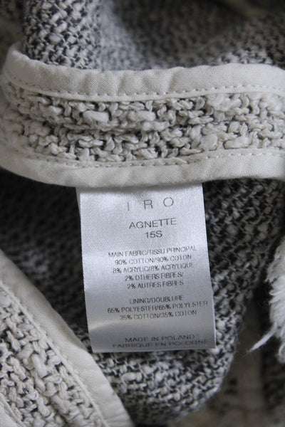 IRO Womens White Cotton Textured Fringe Detail Zip Long Sleeve Jacket Size 42