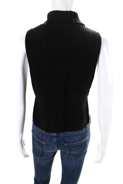 Autumn Cashmere Womens Cashmere Mock Neck Sleeveless Sweater Top Black Size XS